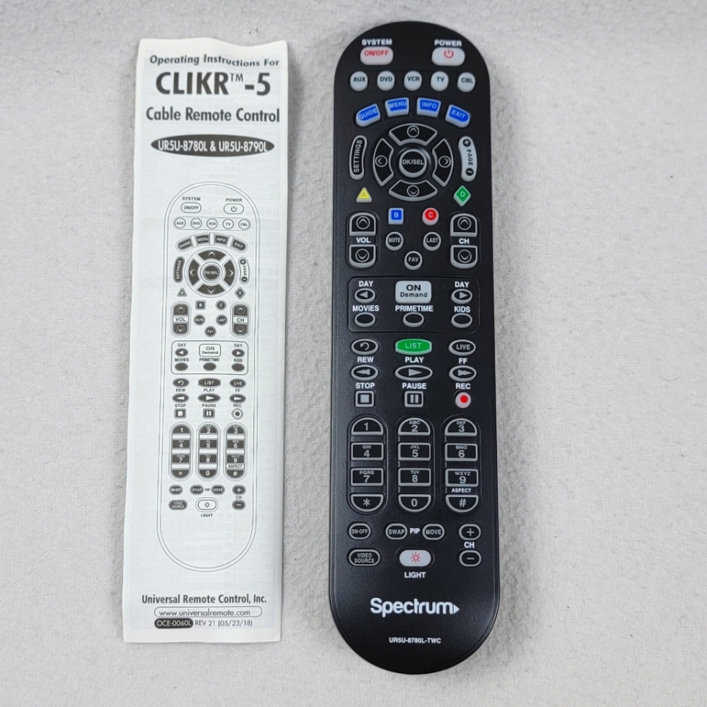 Spectrum CLIKR-5 Remote Control Black UR5U-8780L-TWC